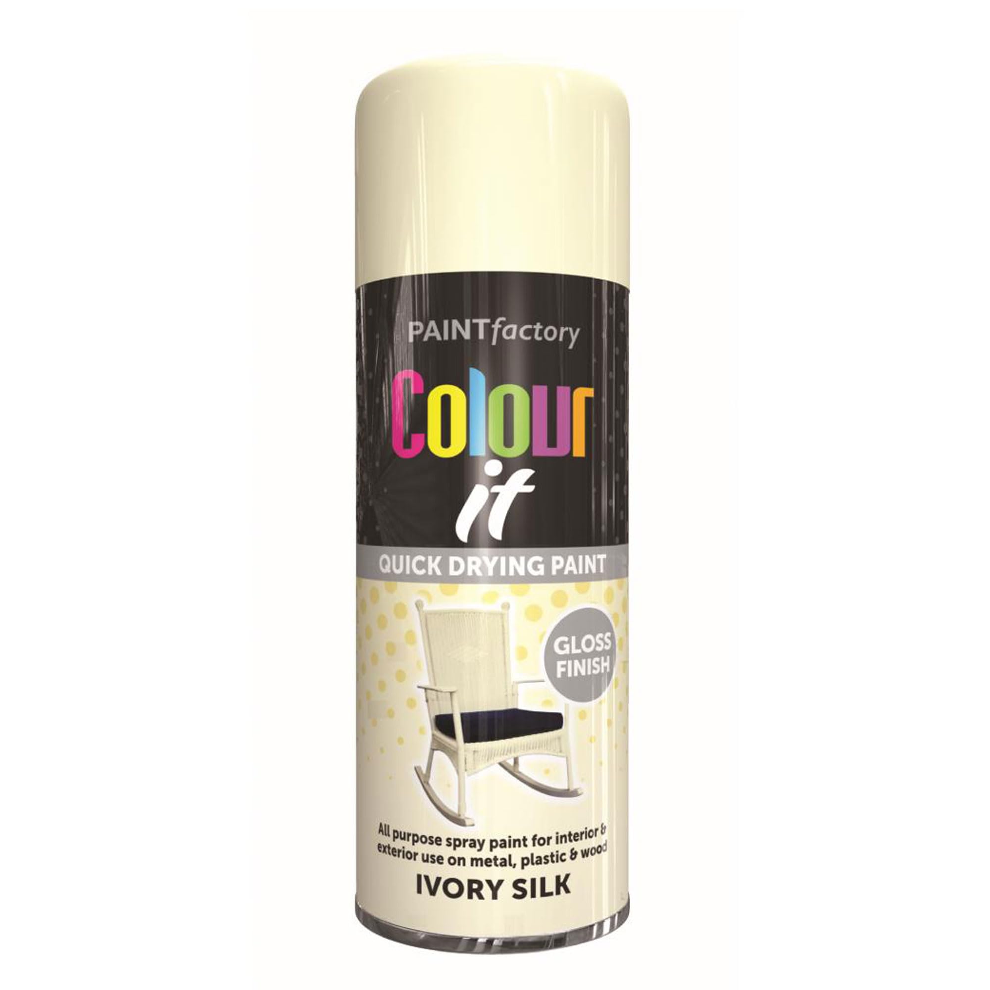 Eliz Paint Factory Ivory Silk Spray Paint 400ml - Quick Drying High Performance Spray Paint, Suitable for Interior and Exterior Applicaton, Use on Metal, Plastic and Wood.