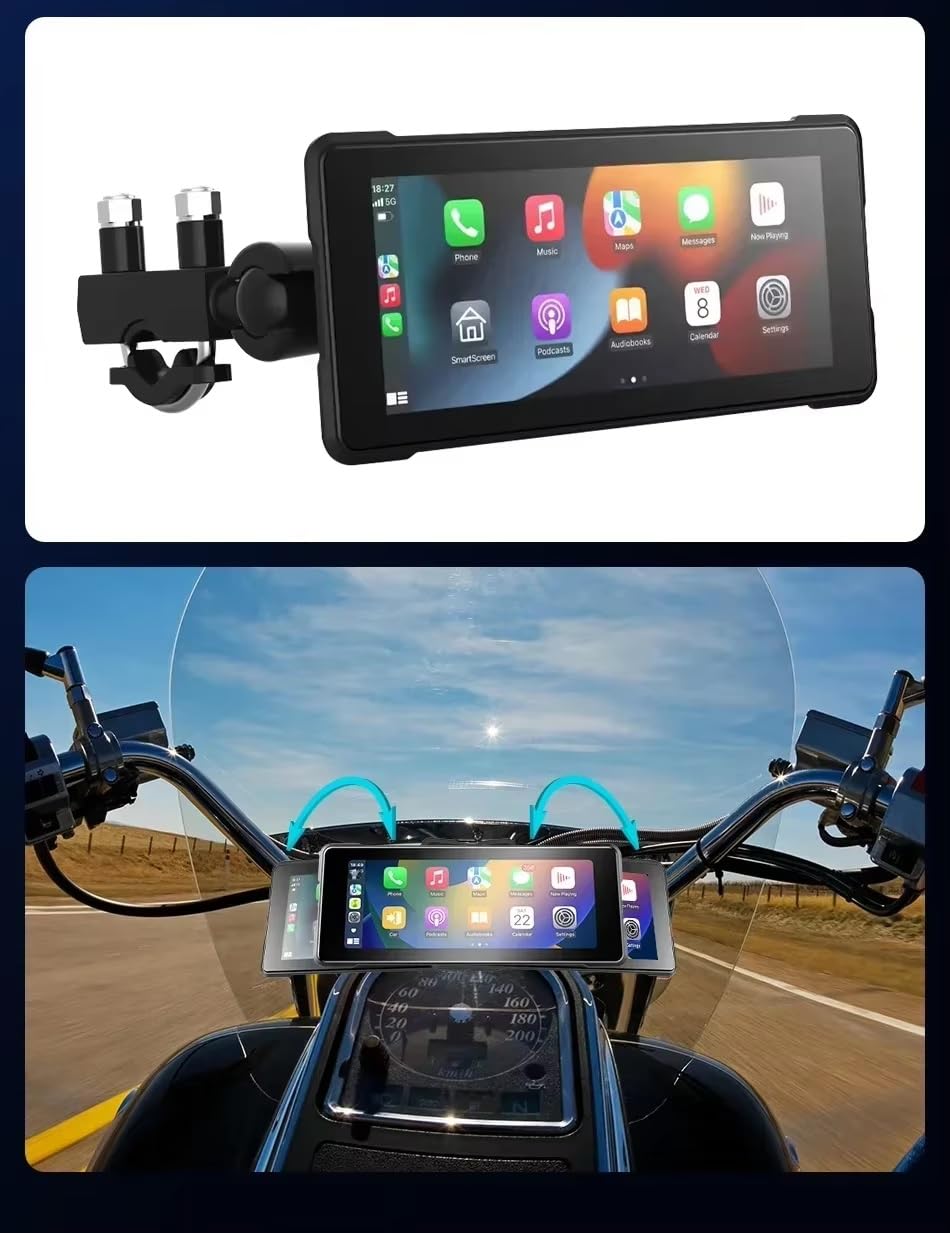 Nawigacja motocyklowa Carplay z wyświetlaczem 7" z systemem Android, w zestawie kamera i dvr z okrągłym mocowaniem kierownicy 7 cali prezent świąteczny z uchwytami samochodowymi i motocyklowymi