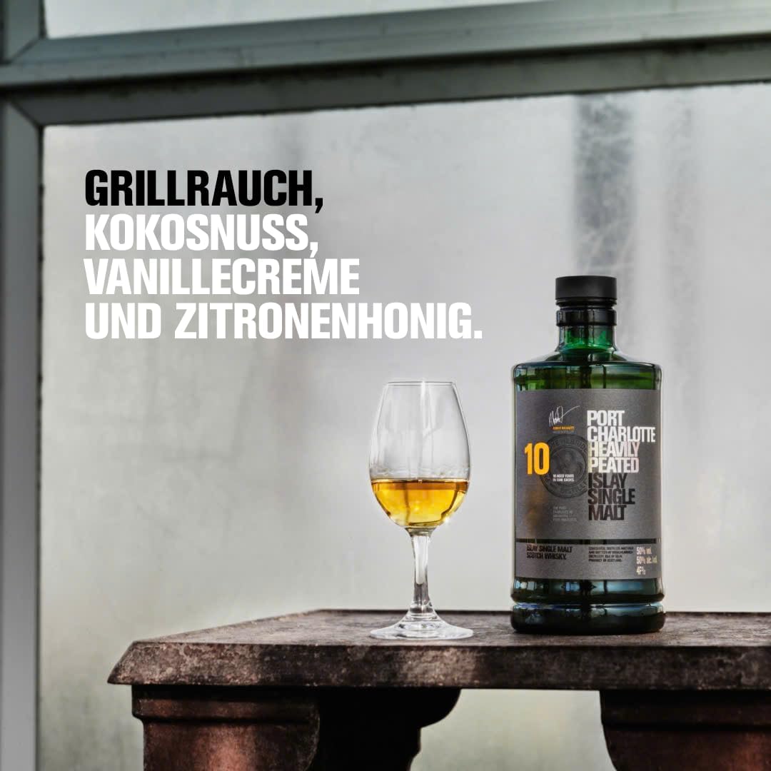 Port Charlotte 10 Years Whisky mit 50% vol. (1 x 0,7l) | Scotch Whisky | Würziger Single Malt von der schottischen Insel Islay