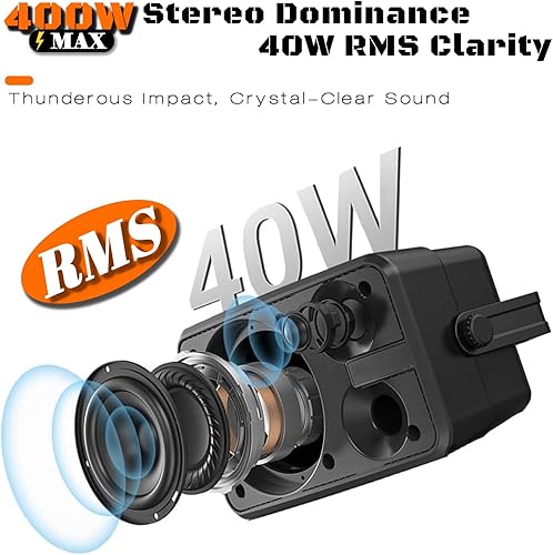 Miniatura 4 de Altavoces Bluetooth para exteriores de 400 W  Sincronización inalámbrica más de 100 altavoces  Soporte de pared impermeable IPX5  para fiestas,
