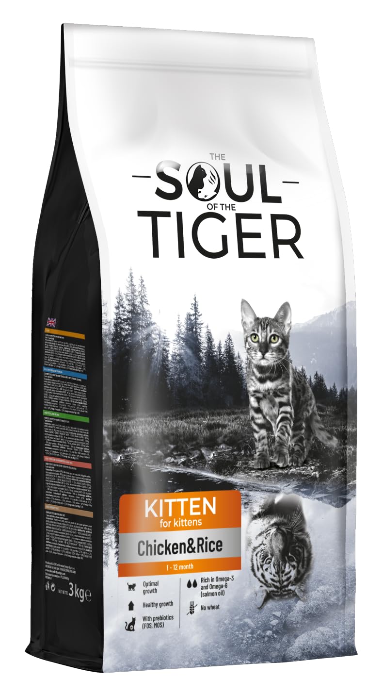 The Soul of the Tiger - Dry Food for Kittens with Chicken and Rice, Suitable for Pregnant and Nursing Cats, 3 kg