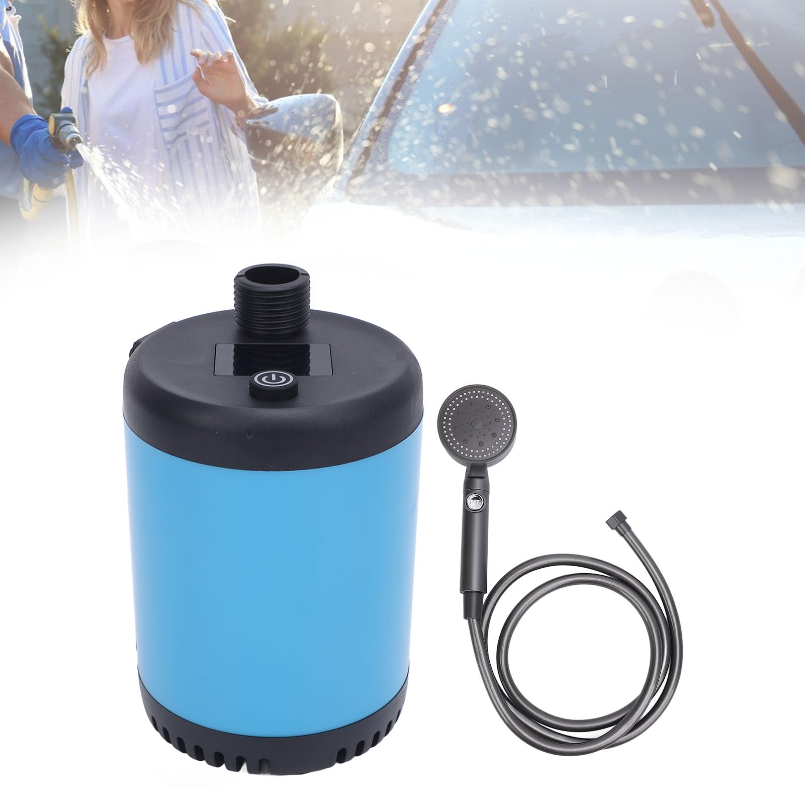 Przenośny Prysznic Kempingowy, Pompa Prysznicowa 7800 MAh z Prysznicem i wąż 2 M, do Podróży na plażę turystyczną na świeżym Powietrzu