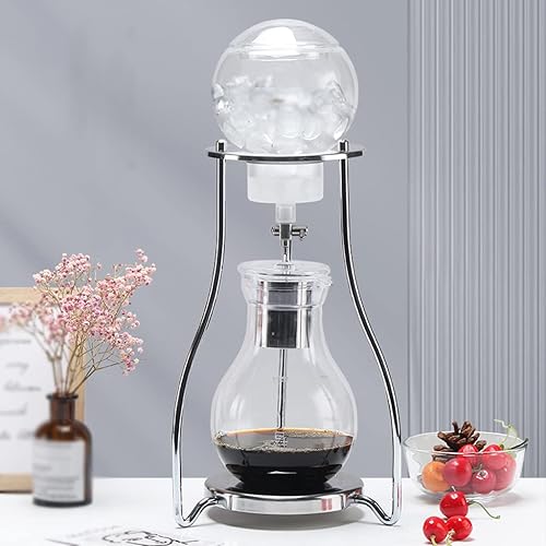 Miniatura 7 de JITEM Cafetera - Gotero frío para café y té, cafetera con flujo de agua ajustable, filtro de acero inoxidable, jarra de vidrio para café o té