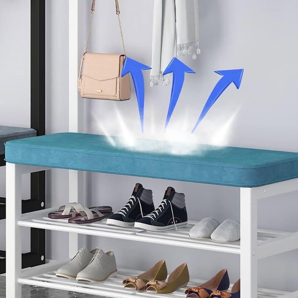 Wykwintny drążek na ubrania, szafka na buty, wieszak na ubrania, garderoba 4 w 1, ławka na buty do wejścia z 15 haczykami i 2-stopniową ławką do przechowywania butów, drążek garderobiany