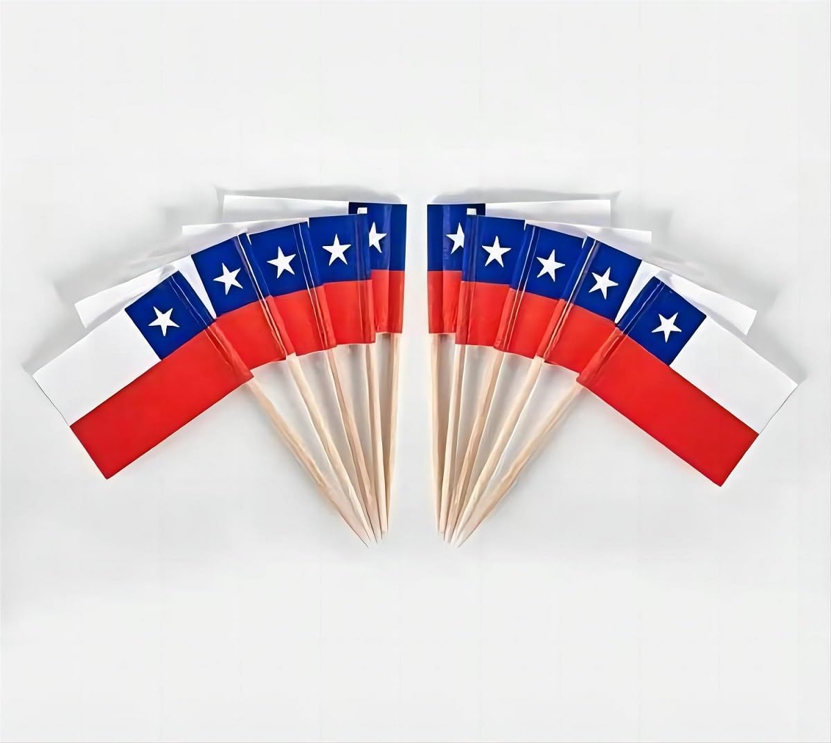 JAVD CYPS 100 Pcs Chile Flag Chilean Toothpick Flags, Small Mini Stick Cupcake Toppers Chilean Flags,Country Picks Party Decoration Celebration Cocktail Food Bar Cake Flags