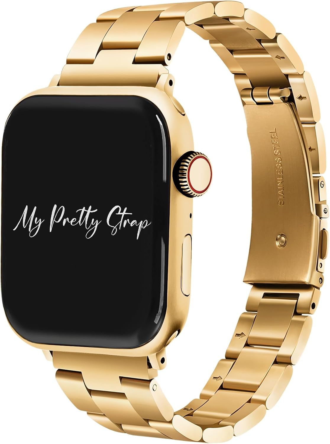 My Pretty Strap Classic Vogue Band Compatible with Apple WATCH SE Series 10 9 8 7 6 5 4 3 2 1, 38/40/41/42/44/45/46/49MM, Stainless Steel Metal Gold, Rose Gold, Silver, Black, Starlight for Women