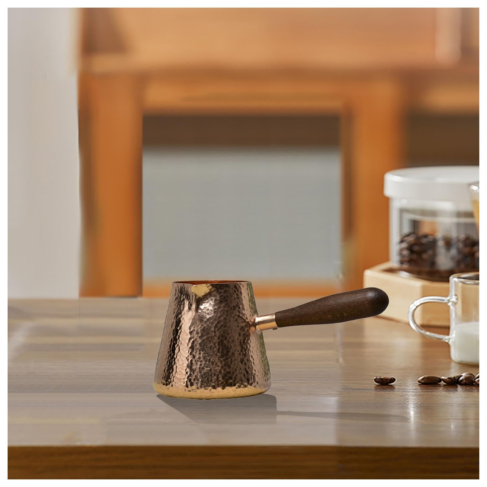Cafetière Turque à Long Manche, Chauffe-Lait en cuivre, Fait Main, résistant à la Chaleur, Accessoire for cafés, Restaurants et Cuisines.
