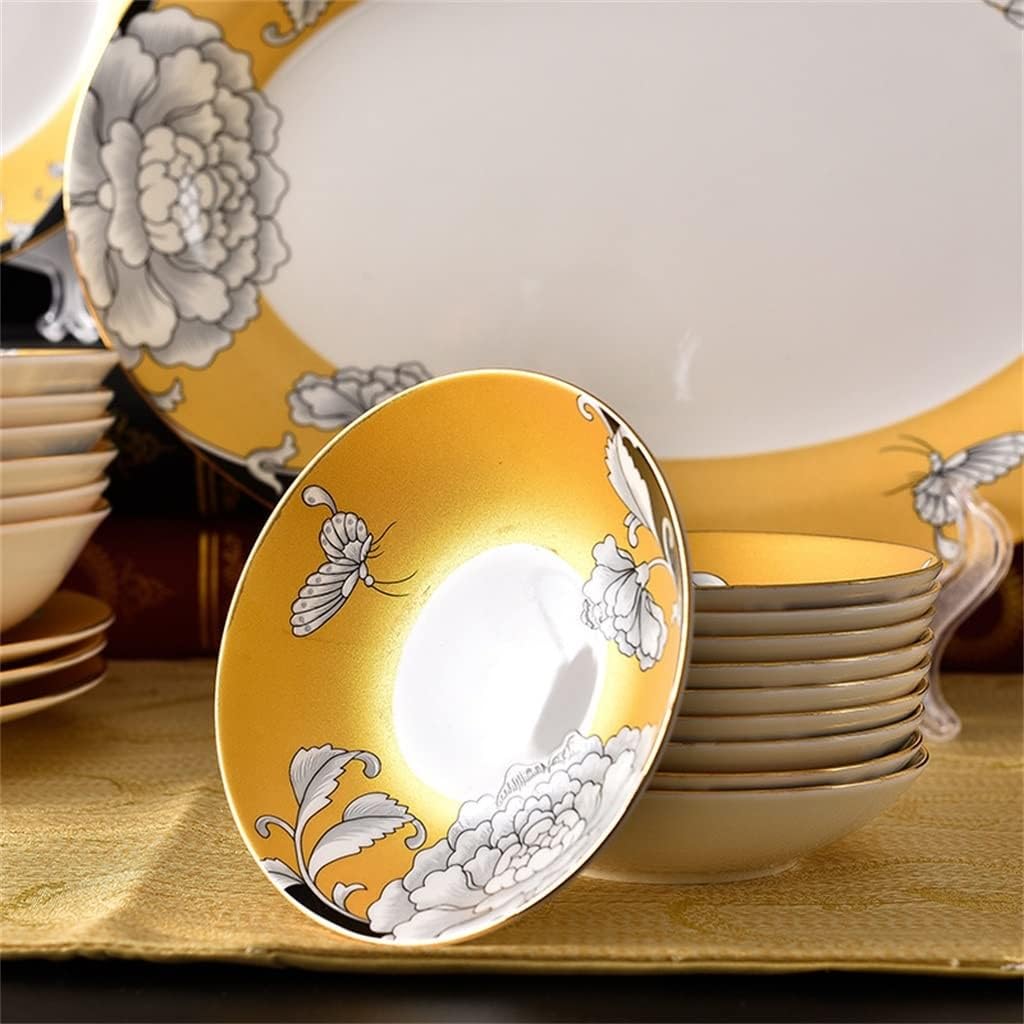 Zestaw zastawy stołowej z porcelany kostnej z pałeczkami, miską, talerzem i spodkiem w stylu vintage