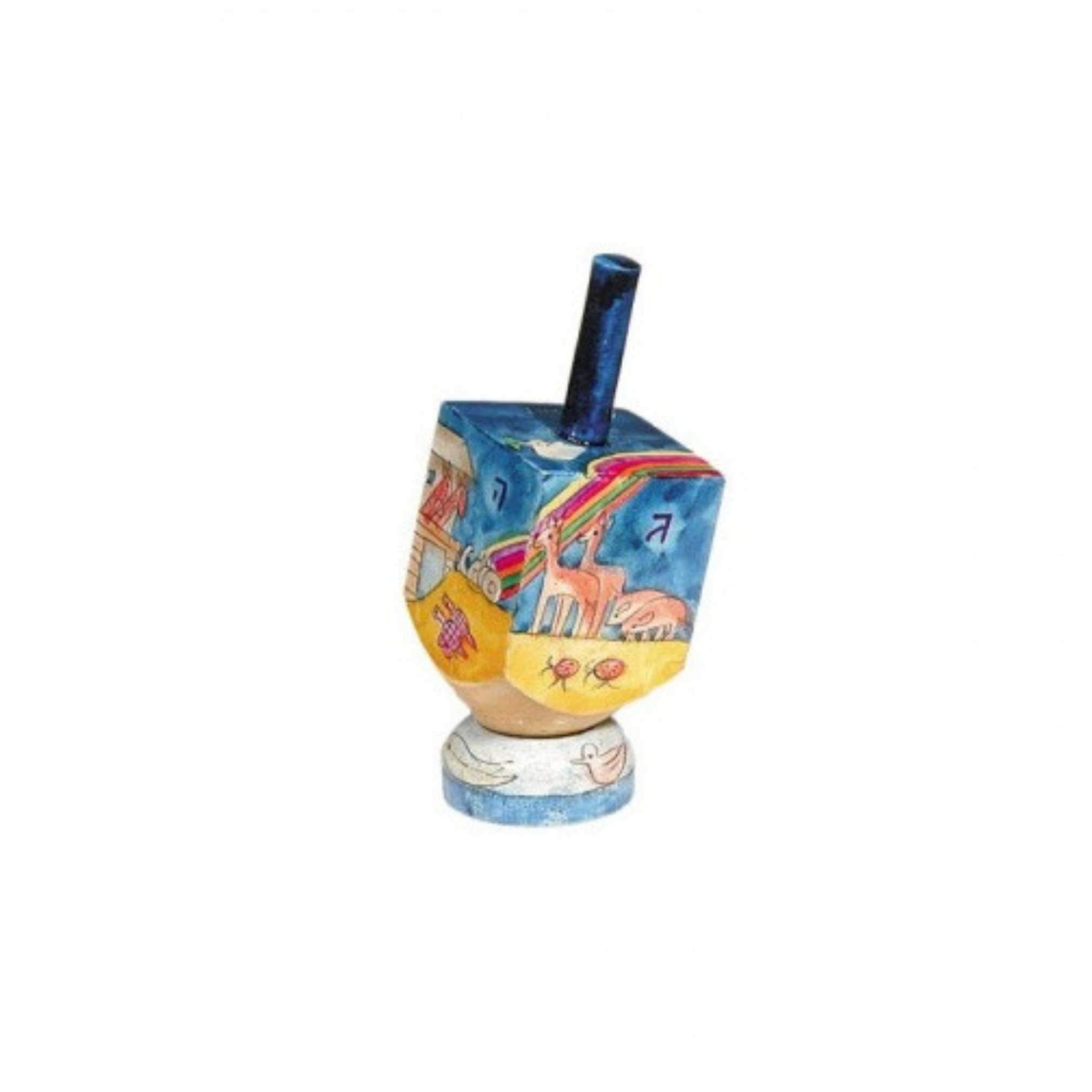 Yair Emanuel Dreidel Chanukkah-Geschenke, Ornament-Spiel, kleines Holzdreide mit Ständer, Noahs-Arche (Bundle)