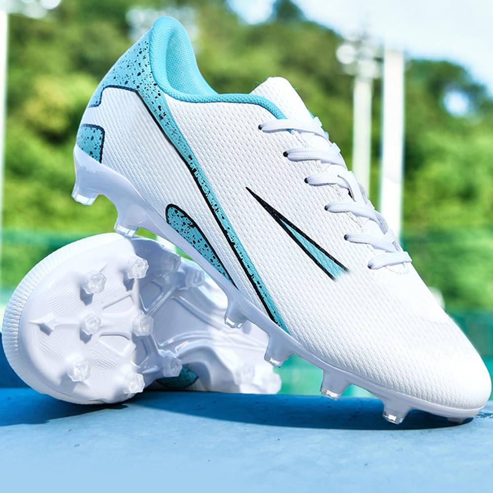 Zapatillas de Fútbol Mujer Spike Aire Libre Atletismo Entrenamiento Botas Profesionales Calzado de Fútbol Tacos de fútbol Deportivas Unisex Blanco 45 EU