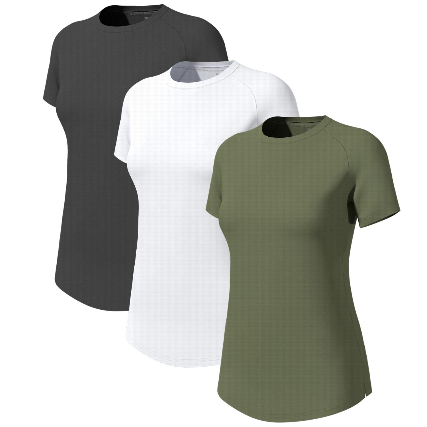 Wulibike 3 or 5er Pack Sportshirt Damen Kurzarm，Laufshirt Atmungsaktiv Funktionsshirt Schnell Trocknend UPF50+ Fitness Training Running Top Wandern Yoga Outdoor Activewear