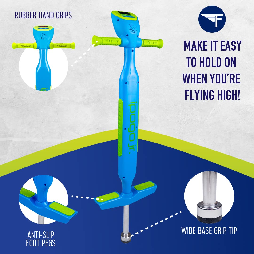 Flybar iPogo Jr. - Worlds First Interactive Counting Pogo Stick for Kids Ages 5 to 9 (Blue)