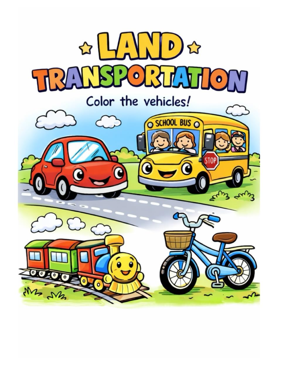 Land Transportation: color the vehicles (Transportation Vehicles)
