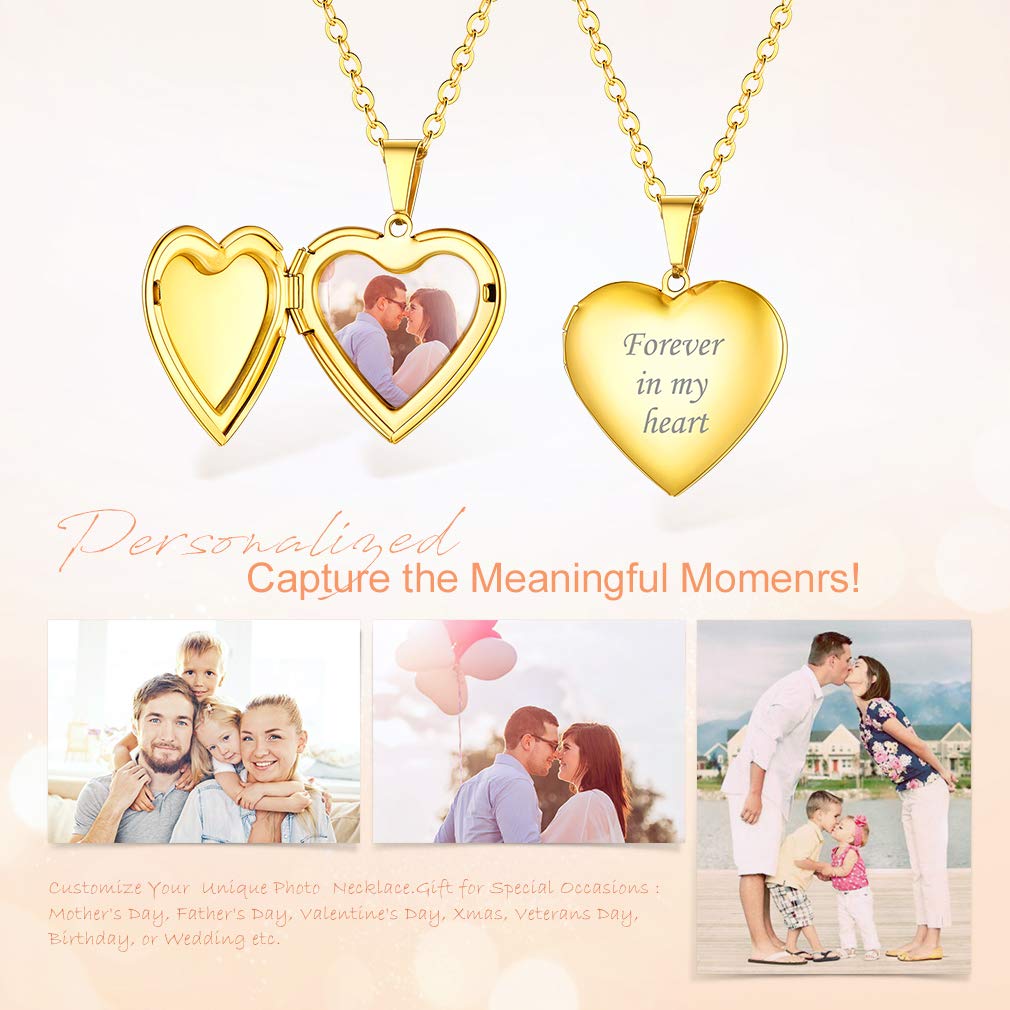 Custom4U Collana Donna Personalizzata Locket Argento Oro Foto Testo Inciso Nome Data in Acciaio Inox 316L Antiallergico Catena 50+5 CM Collana Mamma Fidanzata Confezione Regalo Creativo