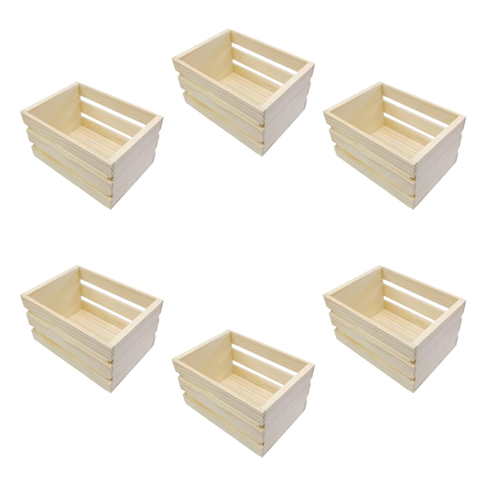 Tmboryuu 6 / 12Pieces Small Pine Wood Storage Box Organization Nesting for Toy Cosmetic Doll House Display Accessories Wooden Storage
