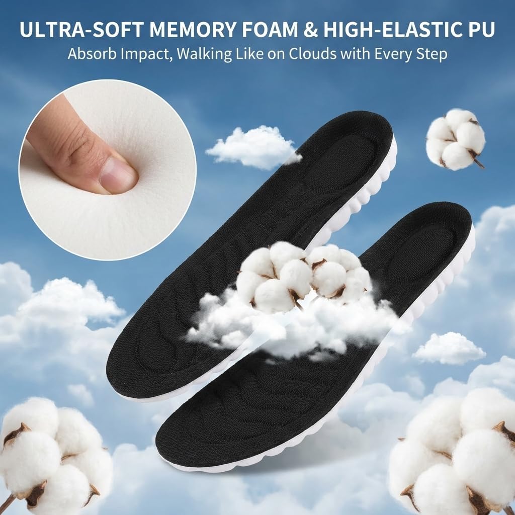 Cloud Insoles for Men & Women – Memory Foam Anti-Fatigue Insoles, Shock Absorbing 4D Cloud Soles, Super Soft Comfort Shoe Inserts for Foot Pain Relief - Image 7