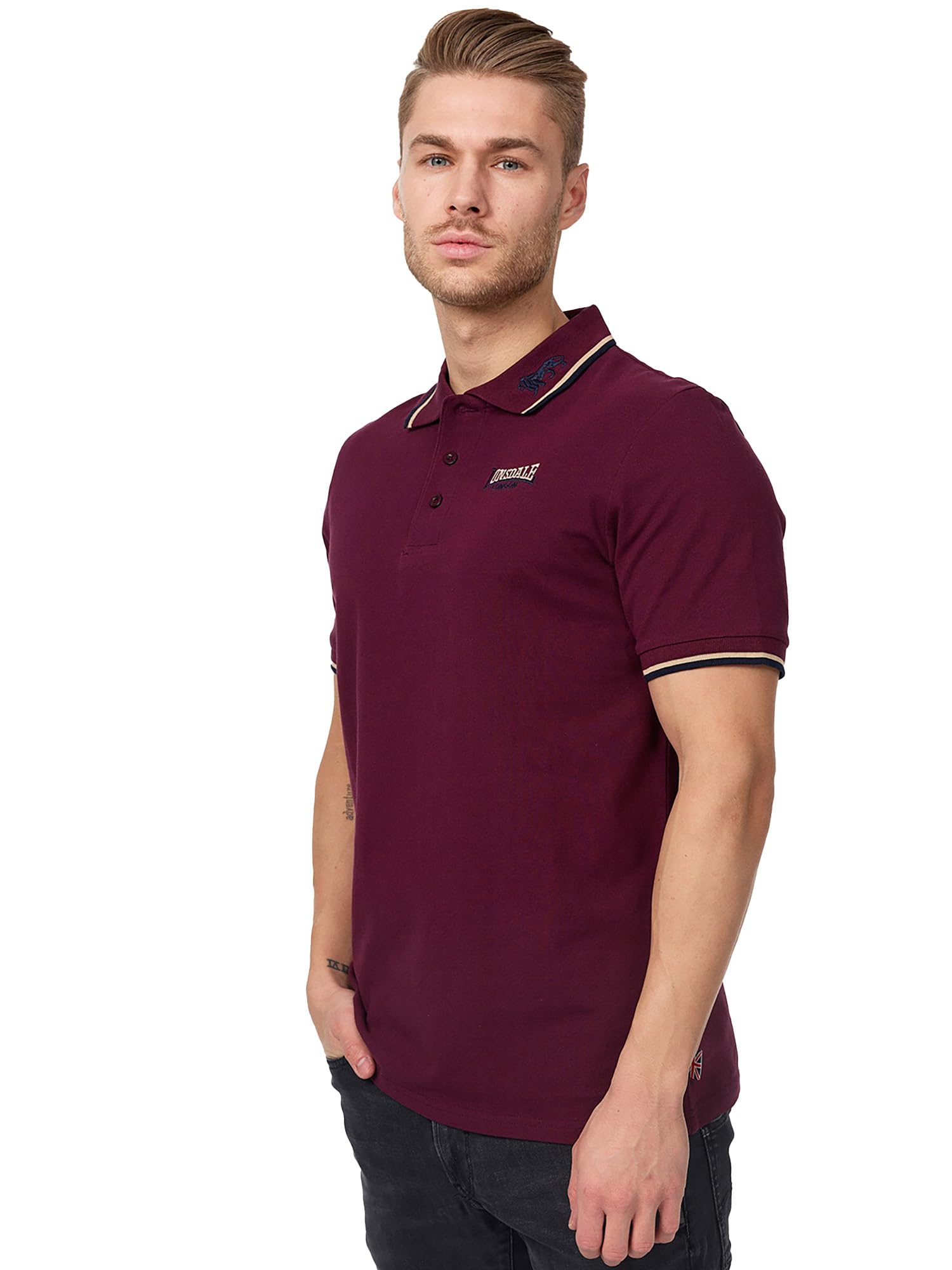 Lonsdale Men's Lion Polo Shirt, Oxblood, 3XL