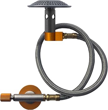 nCamp - Camping Stove Adapter, Isobutane/Propane Tank Adapter, Camp Stove Hose with Regulator, Strong Braided Stainless Steel Hose, 14.5 Inches Long