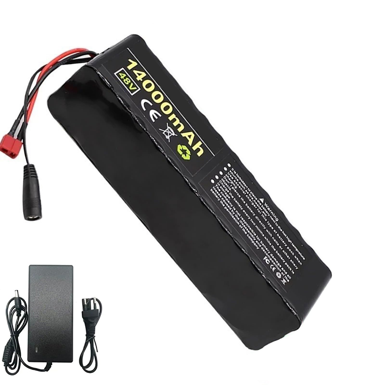 Batería de iones de litio de 48 V y 14 Ah, batería recargable de litio de 14000 mAh, batería de repuesto impermeable para patinete eléctrico con protección BMS y cargador. 48V 12Ah,T+DC