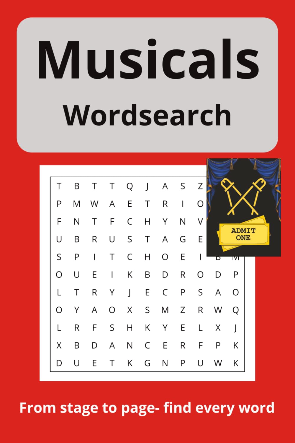 Musicals Wordsearch: Musicals Wordsearch, easy to read puzzles 6x9, paperback, musical theatre, gift idea, for relaxation and brain boost