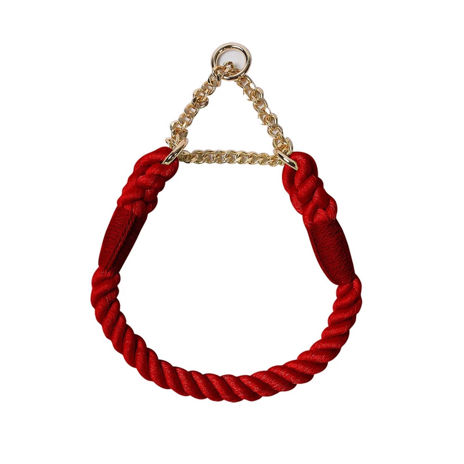 Dog Collar Comfortable Cotton Dog Collars Adjustable Braided Cotton Multi-Color Rope Collar With Durable Metal Dog Chain(Red,M) — image 1