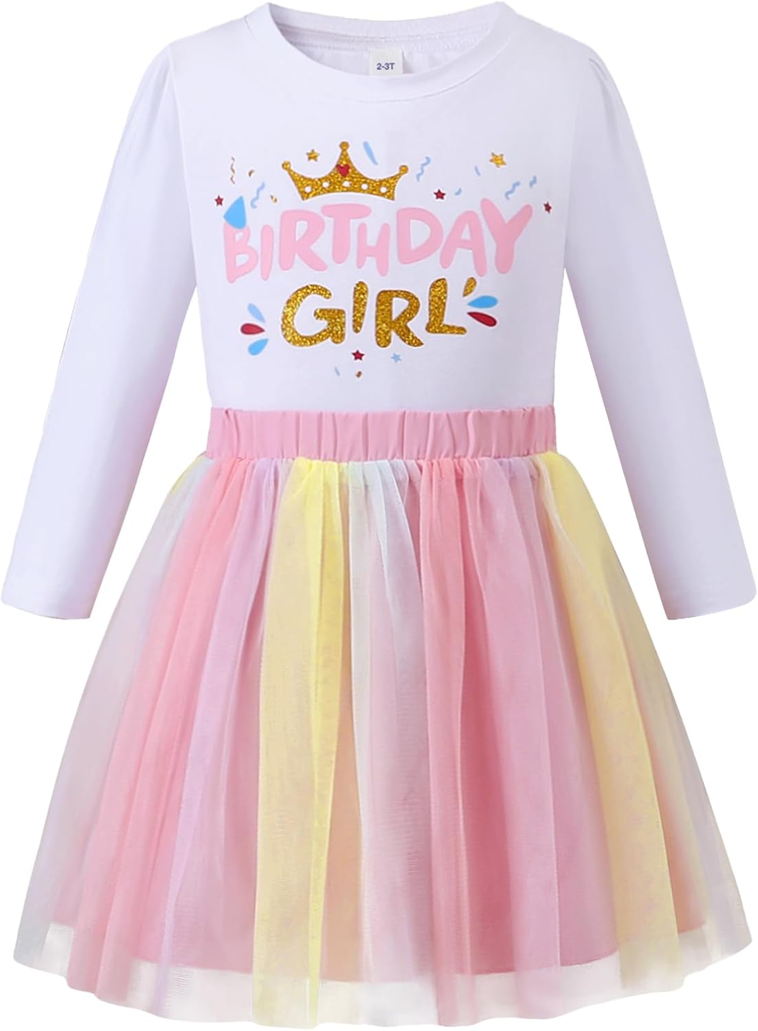 LYSMuch Toddler Baby Girls Birthday Outfits Princess Long Sleeve Shirt Mesh Tutu Skirt Set
