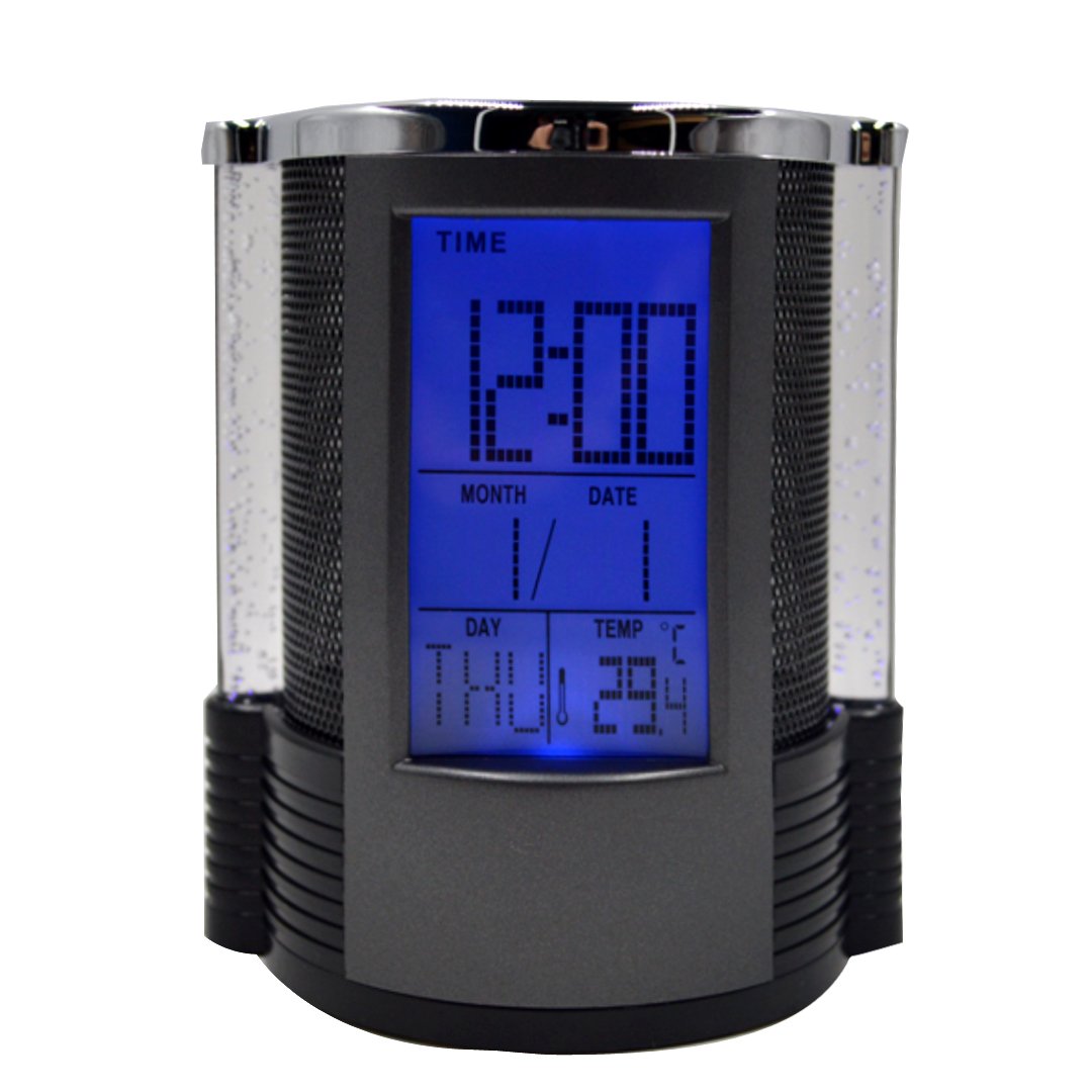 Mily Multifunctional Desktop Pen Pencil Holder Digital Calendar Clock for Home Office