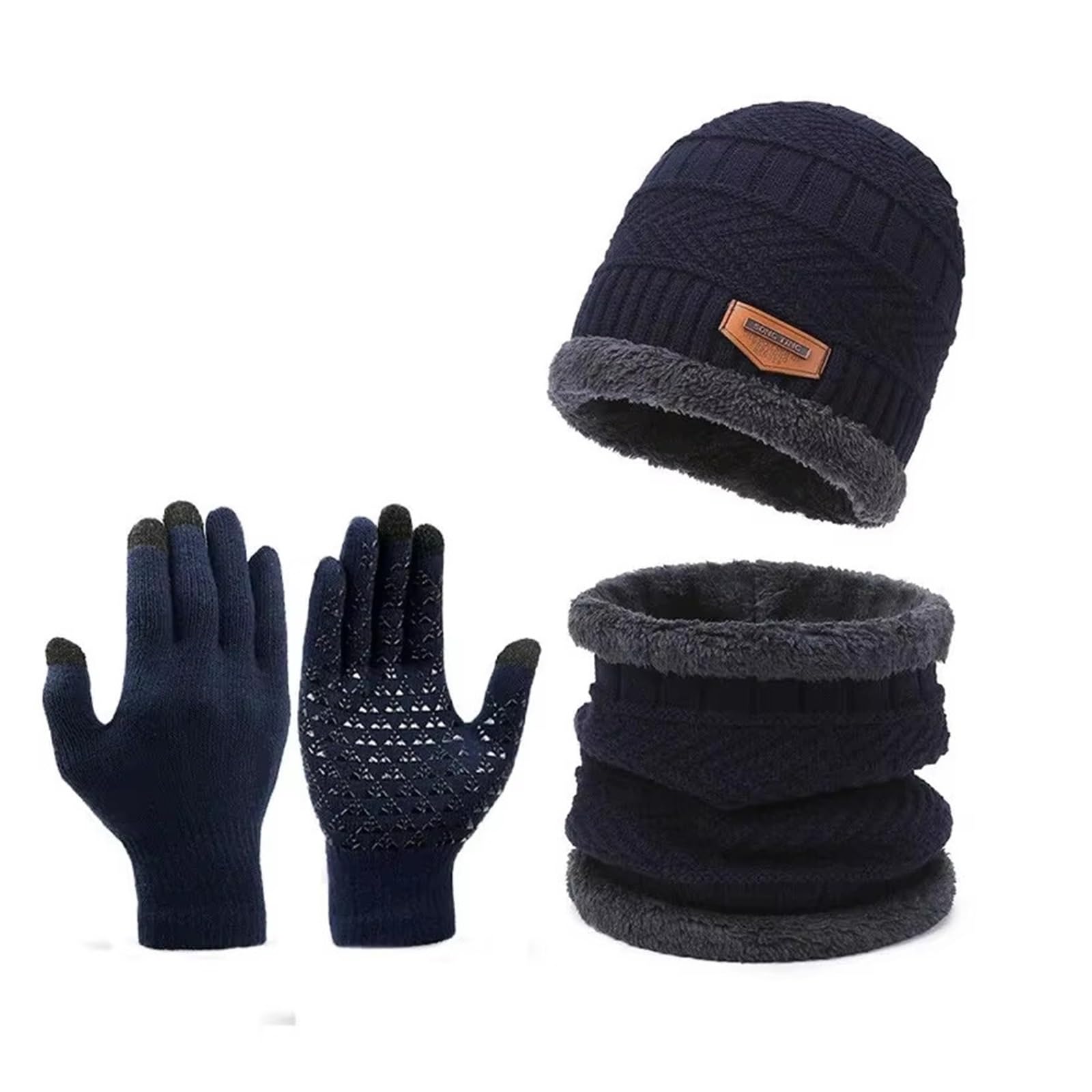 2 pièces + 1 Paire Hiver Chaud Velours Chapeau écharpe Gants Ensemble Hiver Chapeaux Tricot Casquette Hommes et Femmes Velours Chapeau Corail Polaire écharpe en Plein air Rid