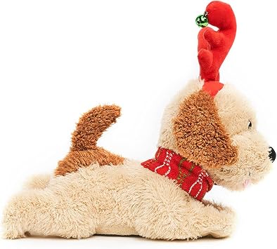 Cuddle Barn - Jingle Jasper | Animated Singing Holiday Puppy Dog Stuffed Animal Plays Wiggles and Wags Tail to We Wish You A Merry Christmas, 9 inches