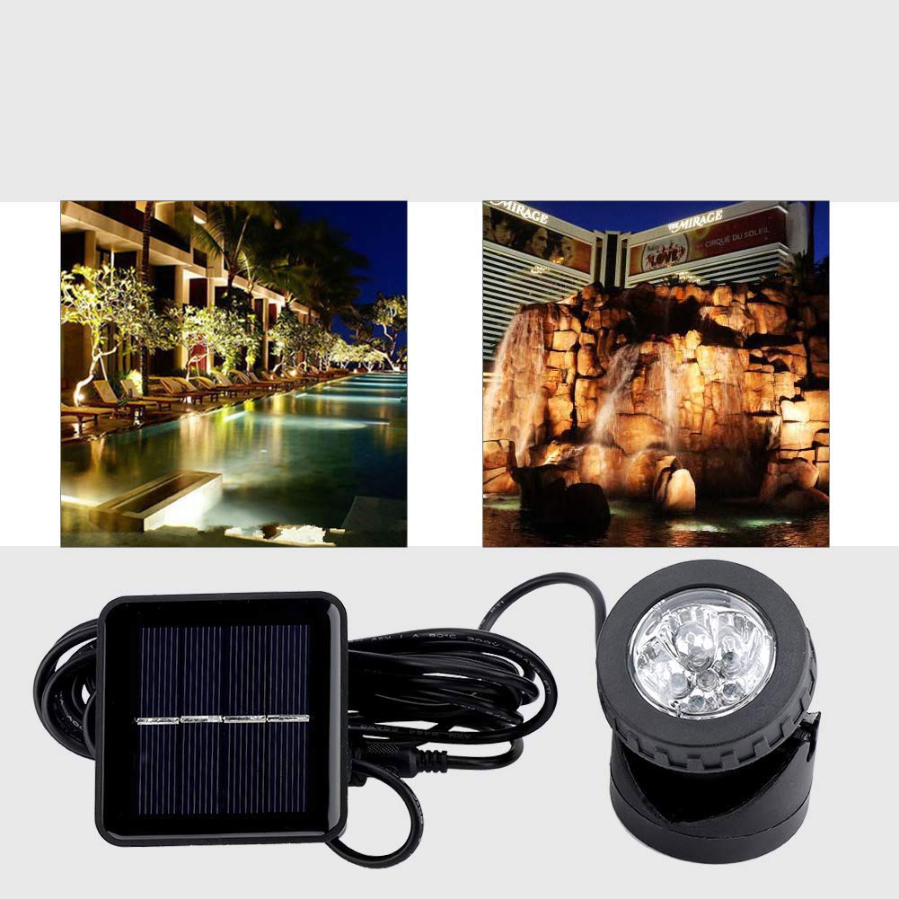 Lyrlody Solar Unterwasserfloot, 6 LED Solar Unterwasser Lich, IP 68 Wasserdicht, Solarbetrieben, Unterwasser Strahler U Boot Licht für Garten Teich, für Yard Pathway