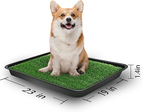 Miniatura 2 de Tapete de 23 x 19 pulgadas con bandeja, sistema completo para entrenamiento de cachorros en interiores y exteriores, caja de arena reutilizable para