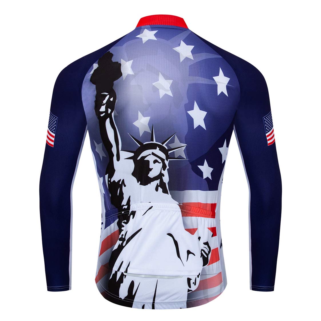 Men's Cycling Jersey Bike Long Jersey Mountain Road Bicycle Top MTB Shirts Long Sleeve Fall deep red Blue Size M