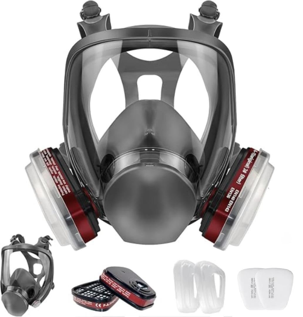 Full Face Respirator Mask with Filters – Reusable Gas Mask for Paint Spray, Chemical Handling, Dust Protection & Industrial Safety(1Pcs)-image-48