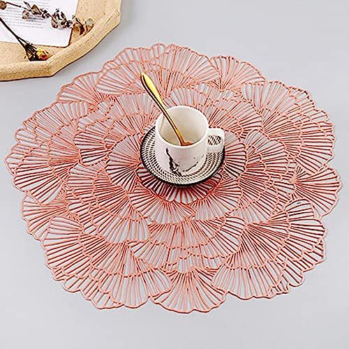 Image of Dakshya Industries Elegant Round Table Placemats Set of 2 (38x38 cm) PVC Waterproof Non-Slip Dining Mats (Copper)