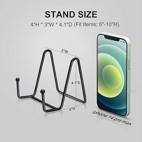 Miniatura 2 de Kruodop Paquete de 5 soportes de placa para exhibición, soporte de placa de 4 pulgadas, soporte de marco de metal para libros, imágenes, caballete