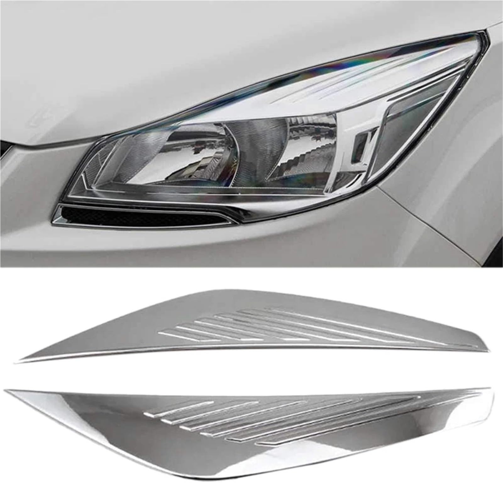 adesivi per sopracciglia automatici Copertura for faro anteriore in ABS cromato, for Ford Escape Kuga 2017-2018.