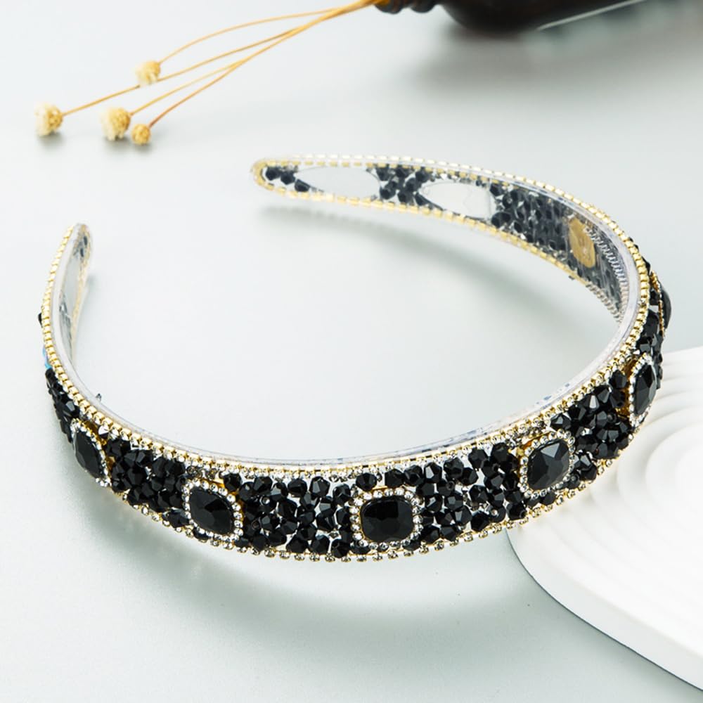 scicent Black Hairbands Women Rhinestone Headband Sparkly Crystal Head Band 16214, Black E - Image 3