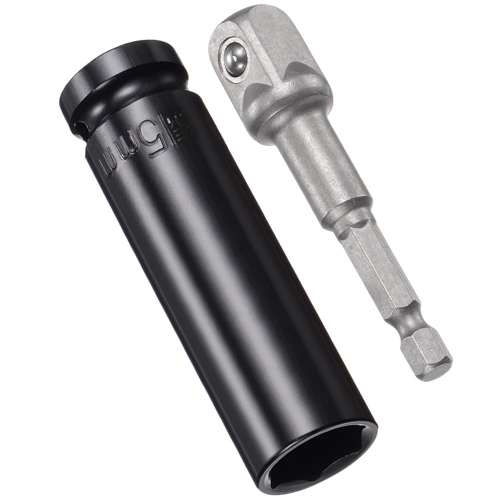 TA-VIGOR 1/2" Drive Socket Accessory Set, 15mm 6-Point Deep Impact Sockets 3" Length and 1/2" to 1/4" Hex Shank Adapters