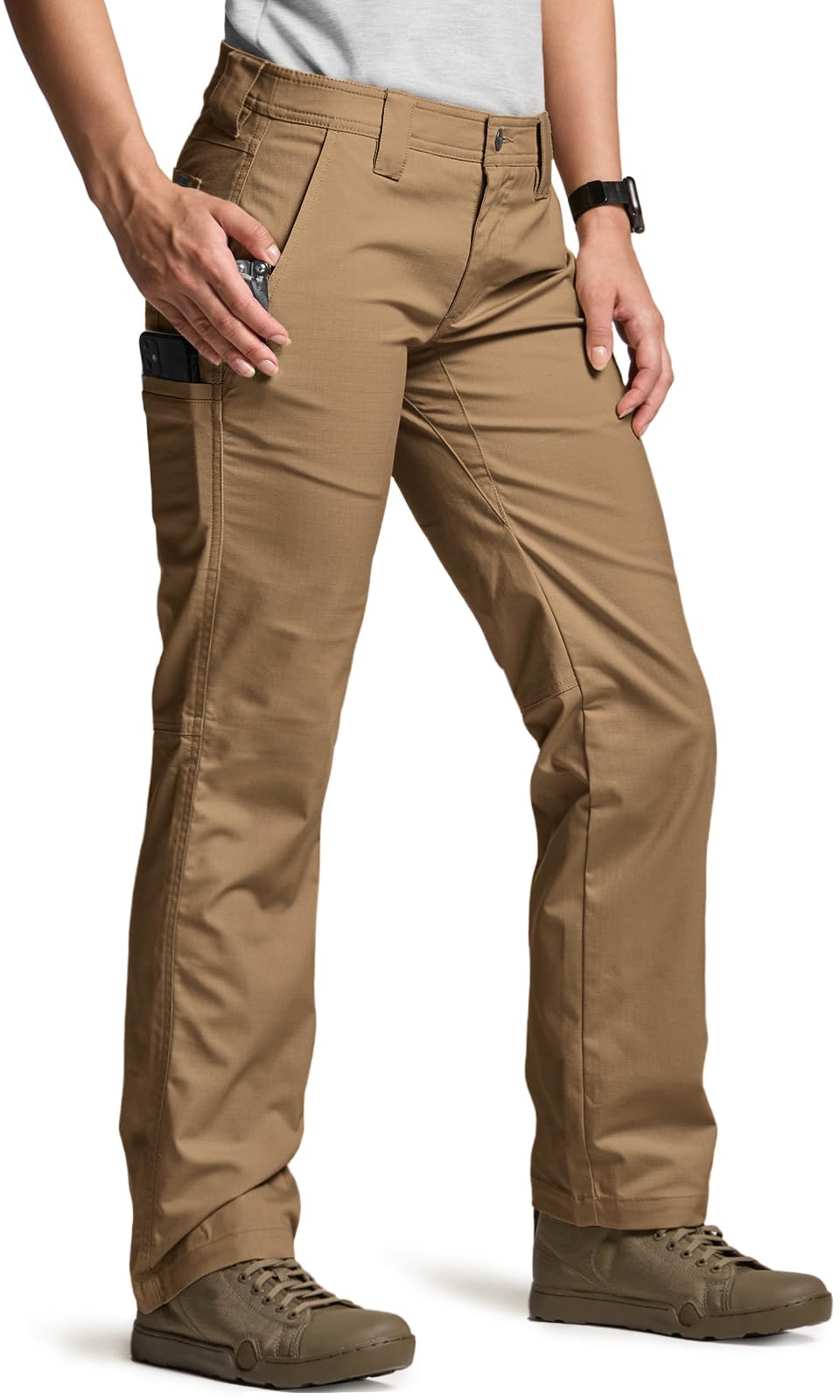 CQR Womens Flex Stretch Tactical Pants Outdoor Hiking Pants with Pockets Water Resistant Ripstop Work Pants