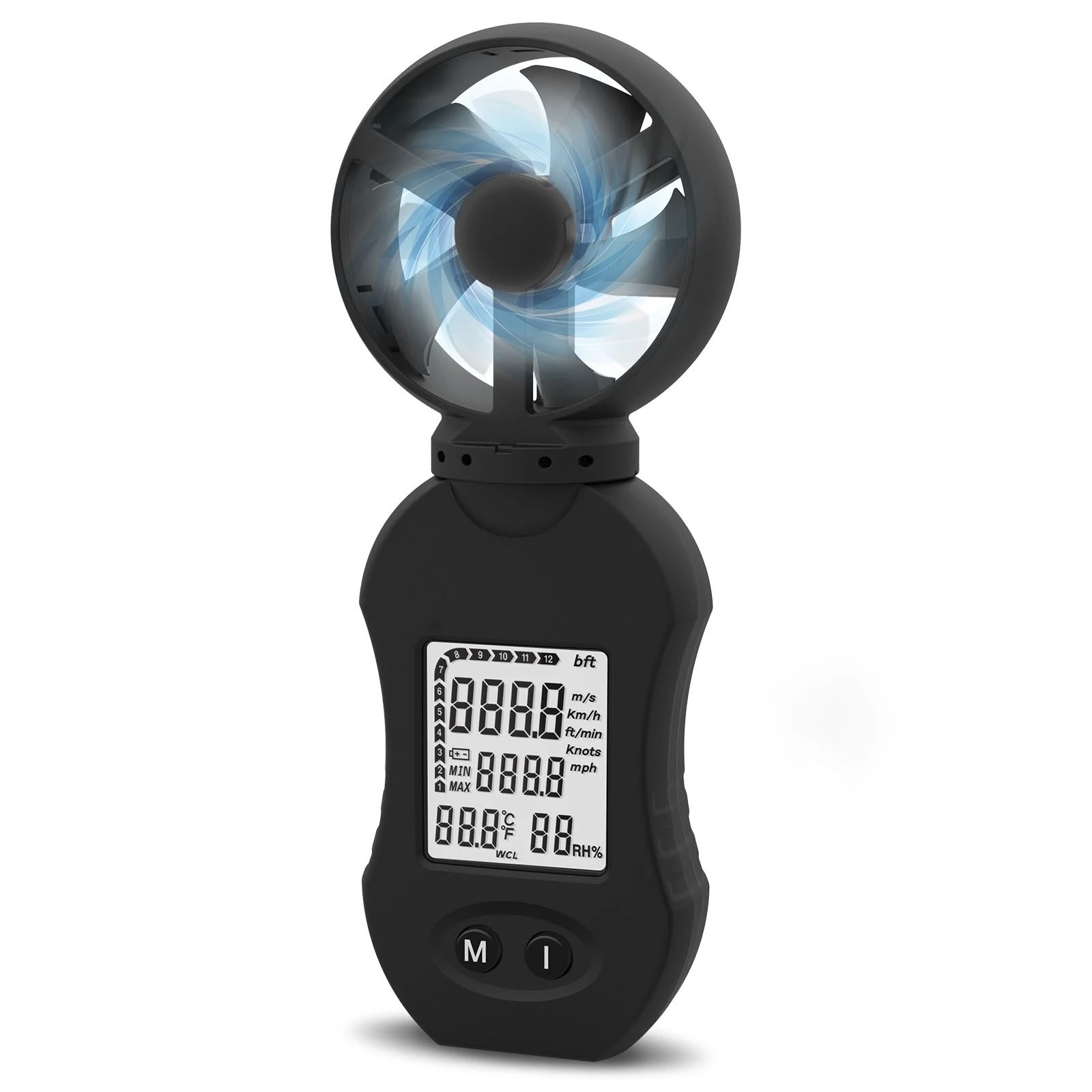 BT-877 Digital Wind Speed Meter, Handheld Anemometer with LED Back-Light,Unit Select,Suit for Temperature/Humidity(BT-877)