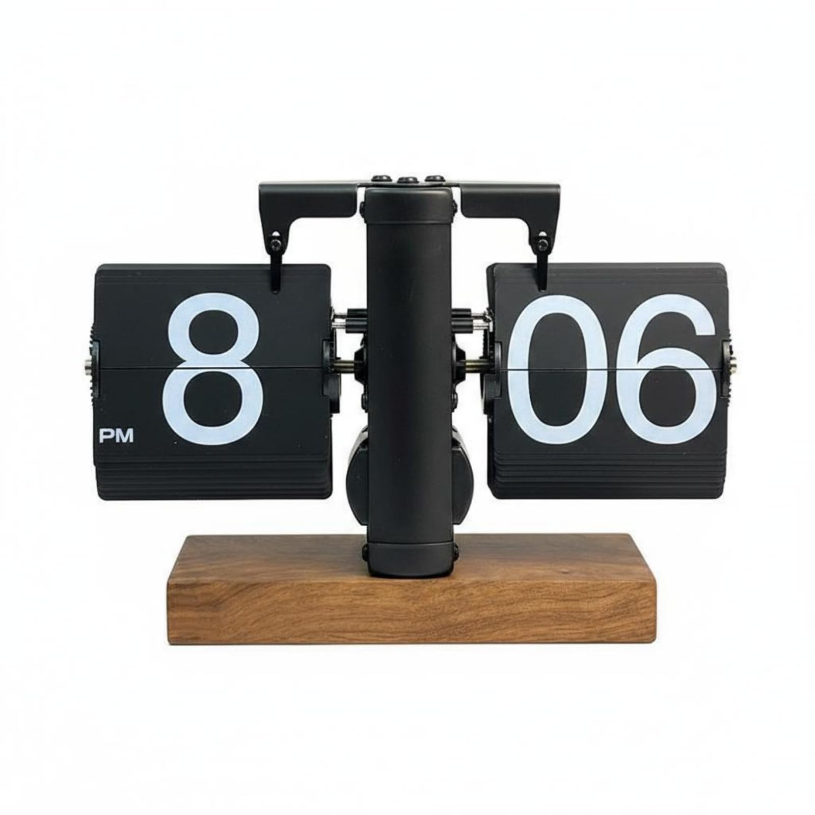 Qianly Reloj de Pestañas Mecánico Retro Reloj de Mesa Reloj de Reloj Analógico con Diseño Decorativo y Base de Madera Que, Color to 1