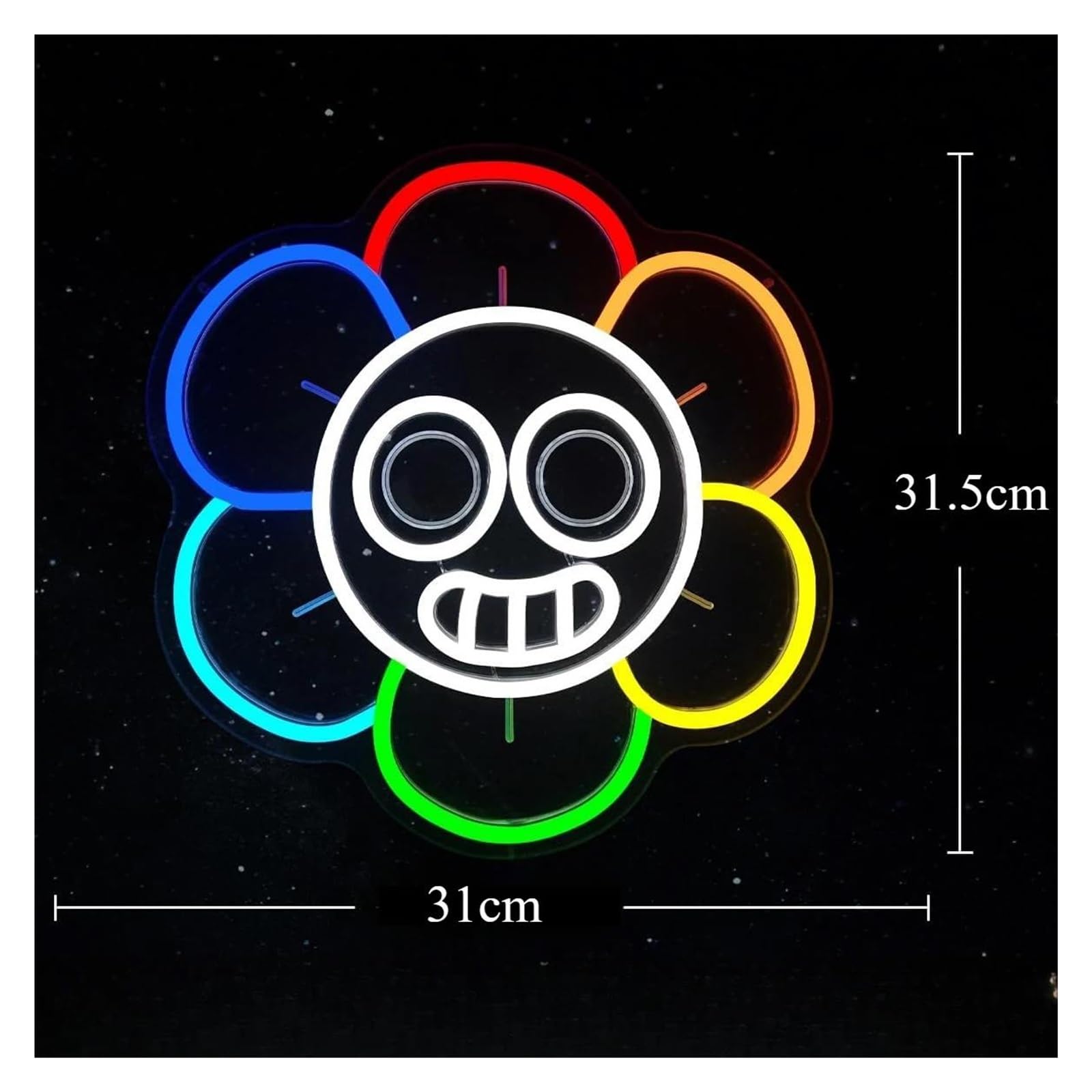 Insegna al Neon Insegna Al Neon Con Sorriso Dei Cartoni Animati, Luce Al Neon Per Decorazioni Da Parete Per Fan Dei Giochi Horror, Camera Da Letto Carina 31x31.5cm