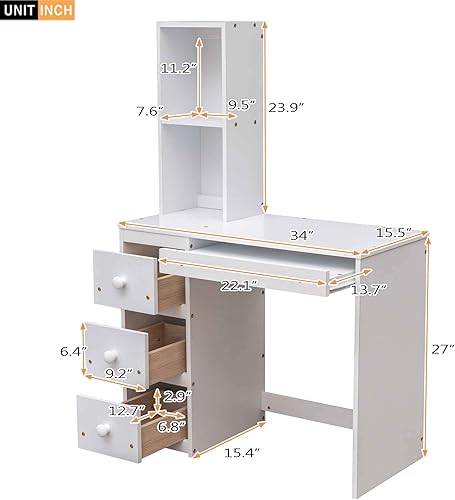 Miniatura 3 de ATY Cama alta de tamaño individual con escalera de 3 almacenamiento y cama independiente marco de cama de madera con escritorio estantes y tres
