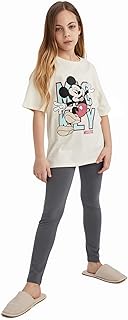 طقم بيجامة منزلية منسوج من ديفاكتو، طقم مكون من قطعتين بأكمام قصيرة وبمقاس كبير للبنات، موديل C1957A8