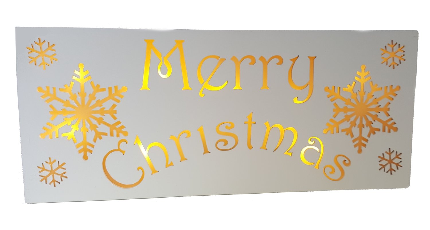 Frozen Forest Merry Christmas Light Box White Snowflake Xmas Plaque Decoration