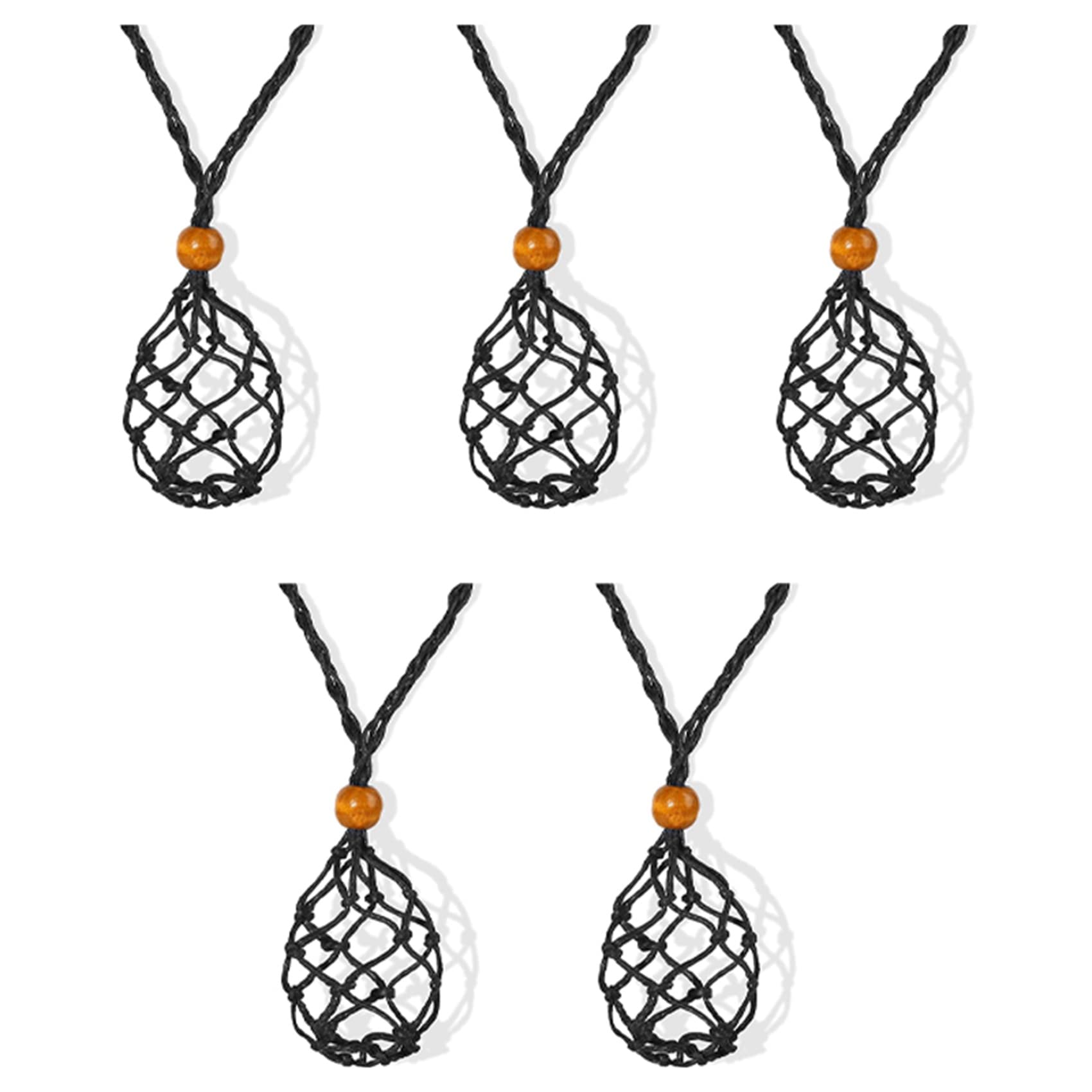 Hndhbfgrt 5X Necklace Cord Empty Stone Holder, Necklace Cord for Crystals, Pendant Stone Holder Adjustable Necklace Holder Pendant
