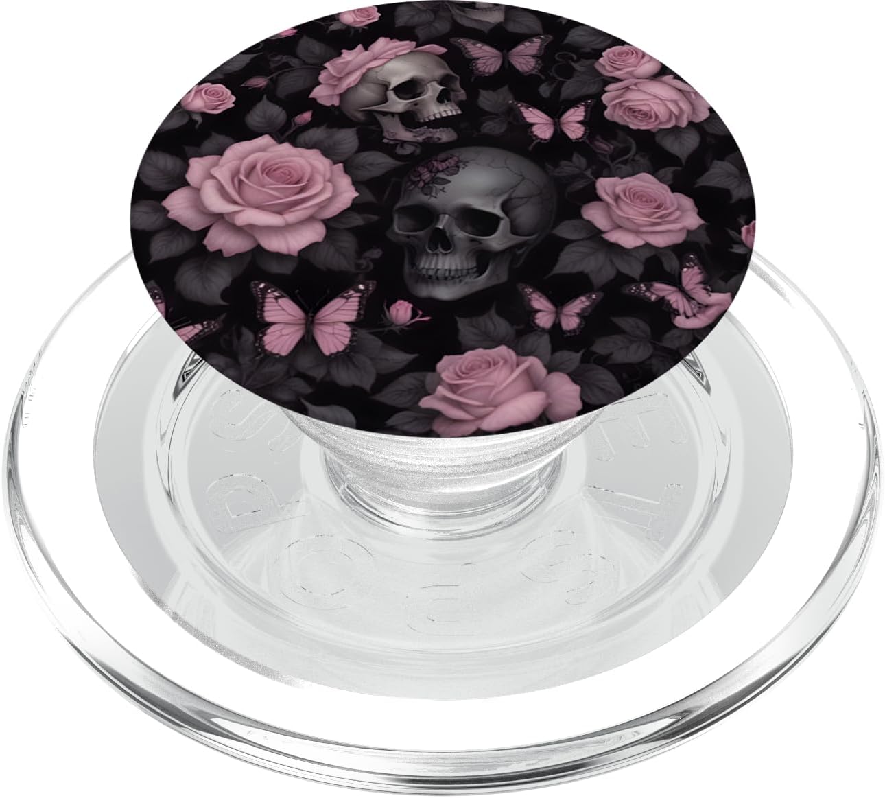 Gothic Flowers Goth Skull Butterflies PopSockets PopGrip for MagSafe