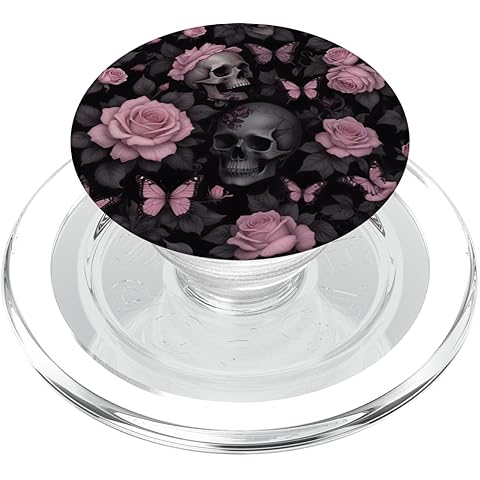 Gothic Flowers Goth Skull Butterflies PopSockets PopGrip for MagSafe