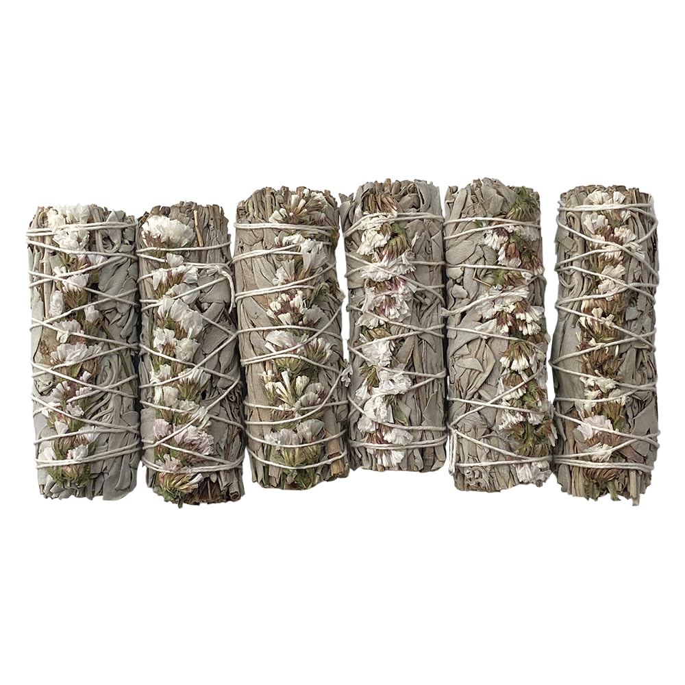 Smudge Stick, White Sage and White Sinuata 4", Pack of 6