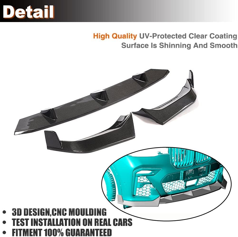 Carbon Fiber Front Bumper Lip Spoiler Splitter Fits for BMW X7 G07 M Sport Utility 4-Door 2019-2021 Front Bumper Lip Chin Spoiler Body Kit Trim Protection